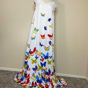 Butterfly Maxi dress Sleeveless V neck size XL